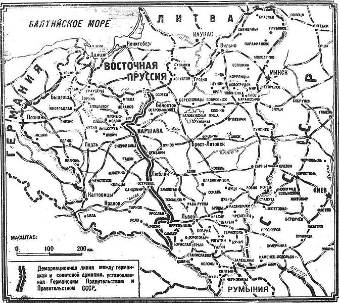 mapa Paktu Ribbentrop-Mołotow (Wikimedia Commons)